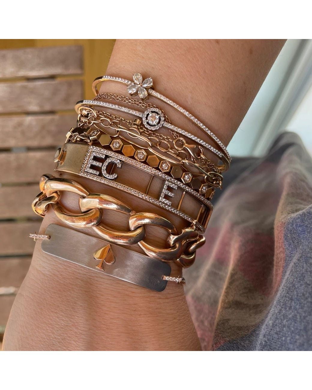 Ecce | Artisan Diamonds Metallic 14K Solid Queen Of Spades Diamond Bracelet