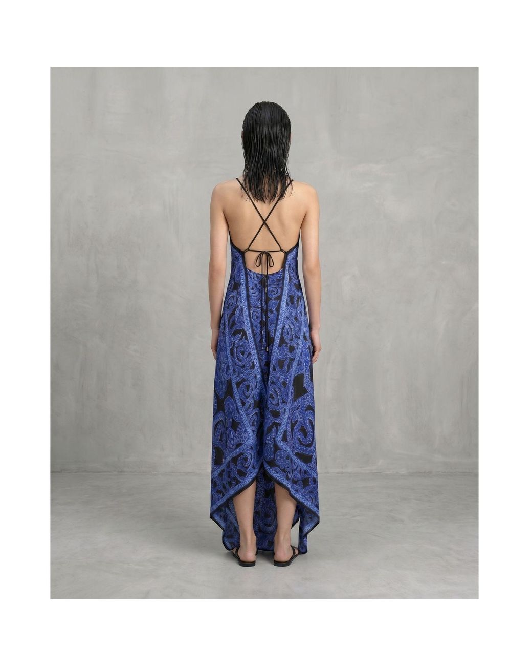 Monzlapur New York Blue Silk Serpent Noir Dress