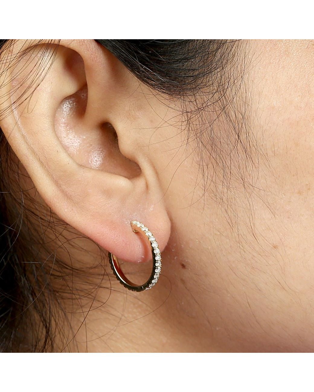 Artisan Metallic 18K Pave Diamond Hoop Earrings