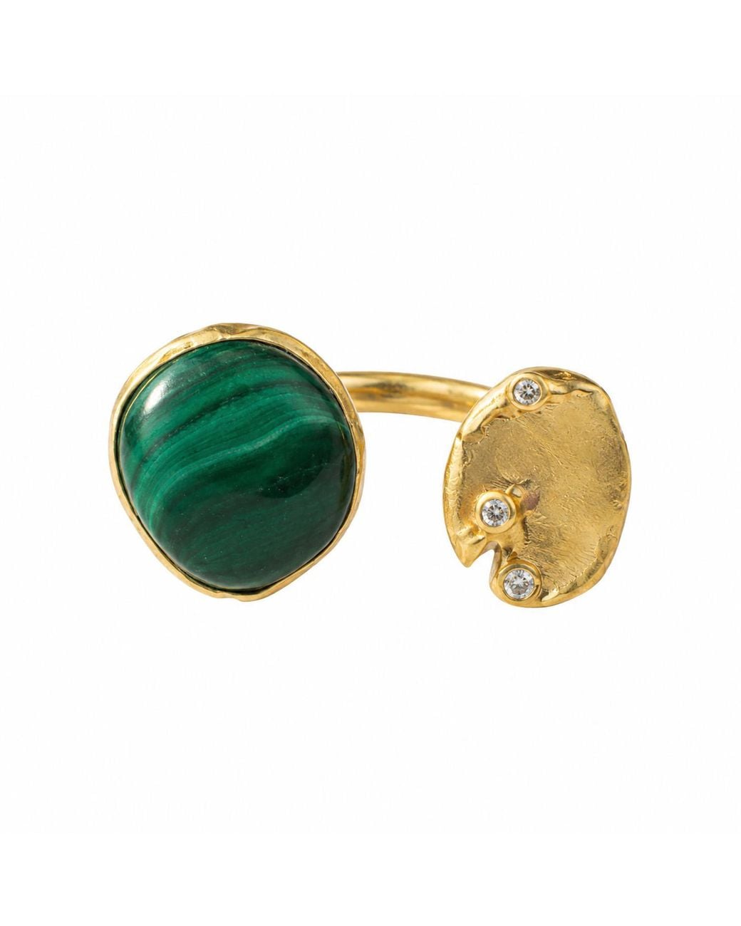 Rare Matters Jewelry Green Smooth Malachite Statement Ring