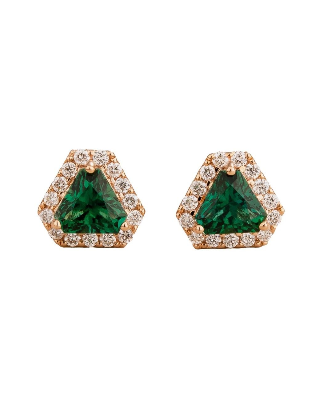 Juvetti Green Rose Diana Rose Earrings Emeralds & Diamonds