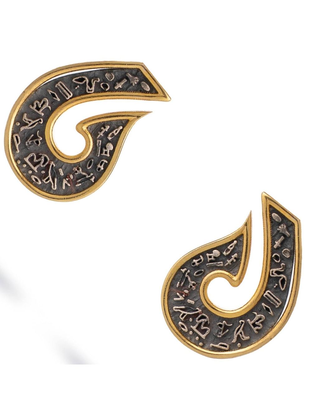Ebru Jewelry Metallic Sacred Script Two Tone Stud Earrings