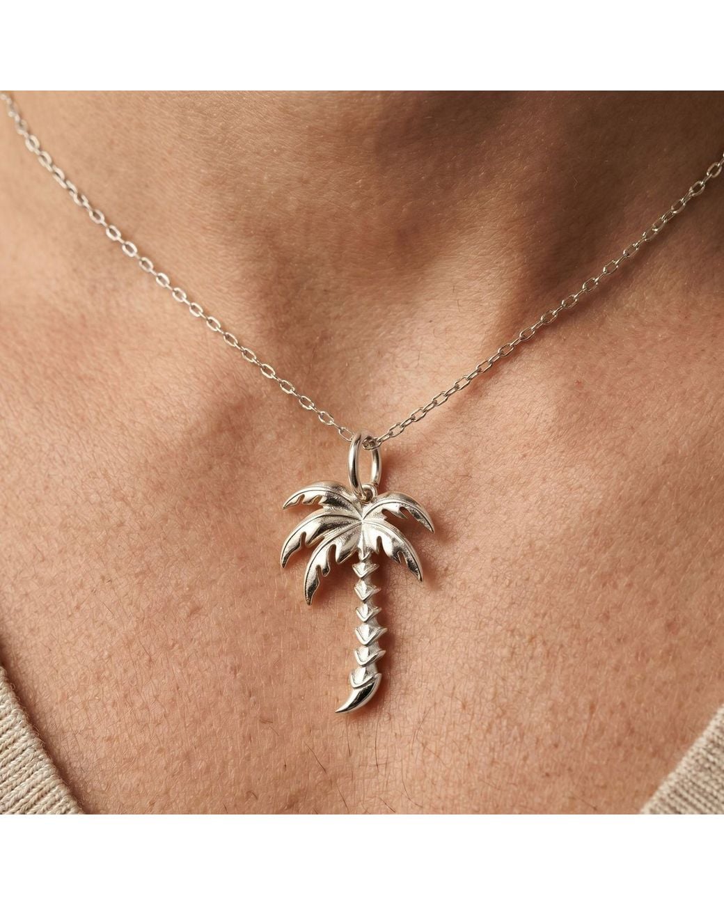 Jaredjamin White Palm Necklace Pendant Charm