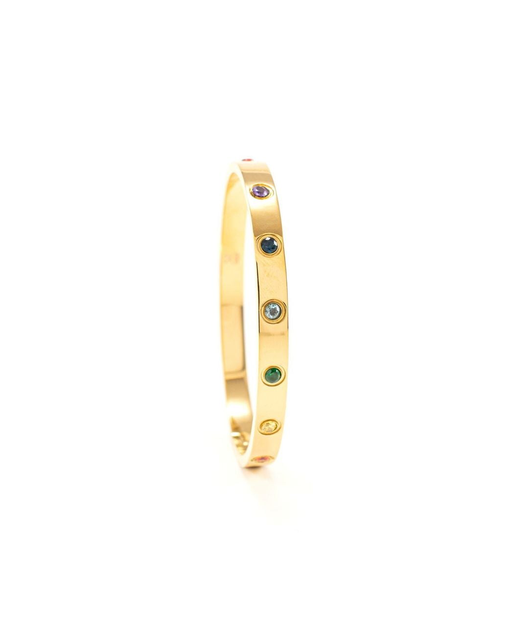 Seven Saints Metallic Chakra Healing Stone Bangle, Over Stainless Steel