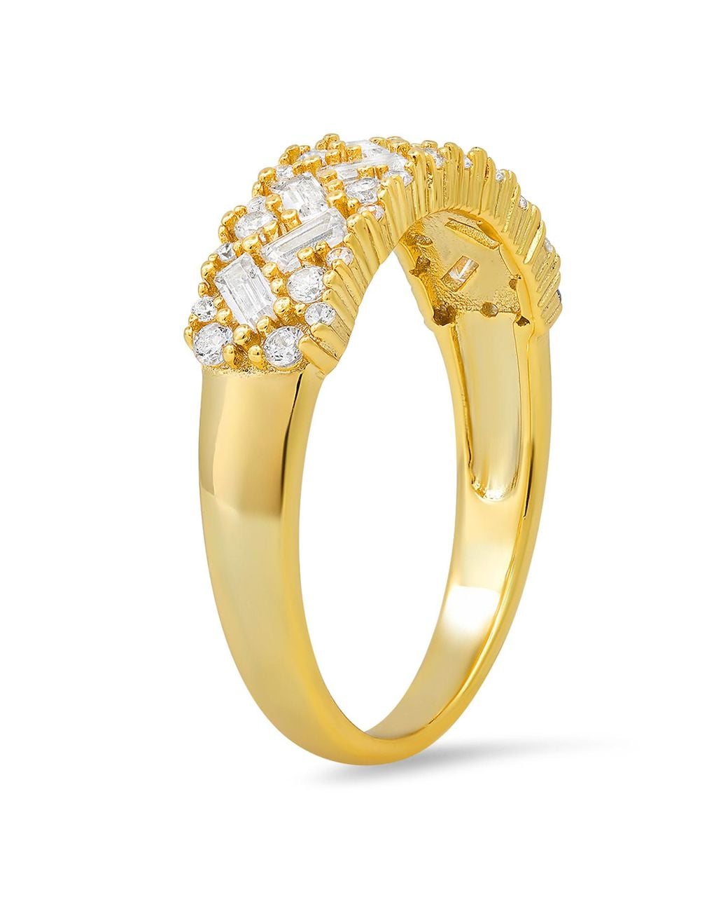 Kylie Harper Metallic Multi Cut Diamond Cz Band Ring