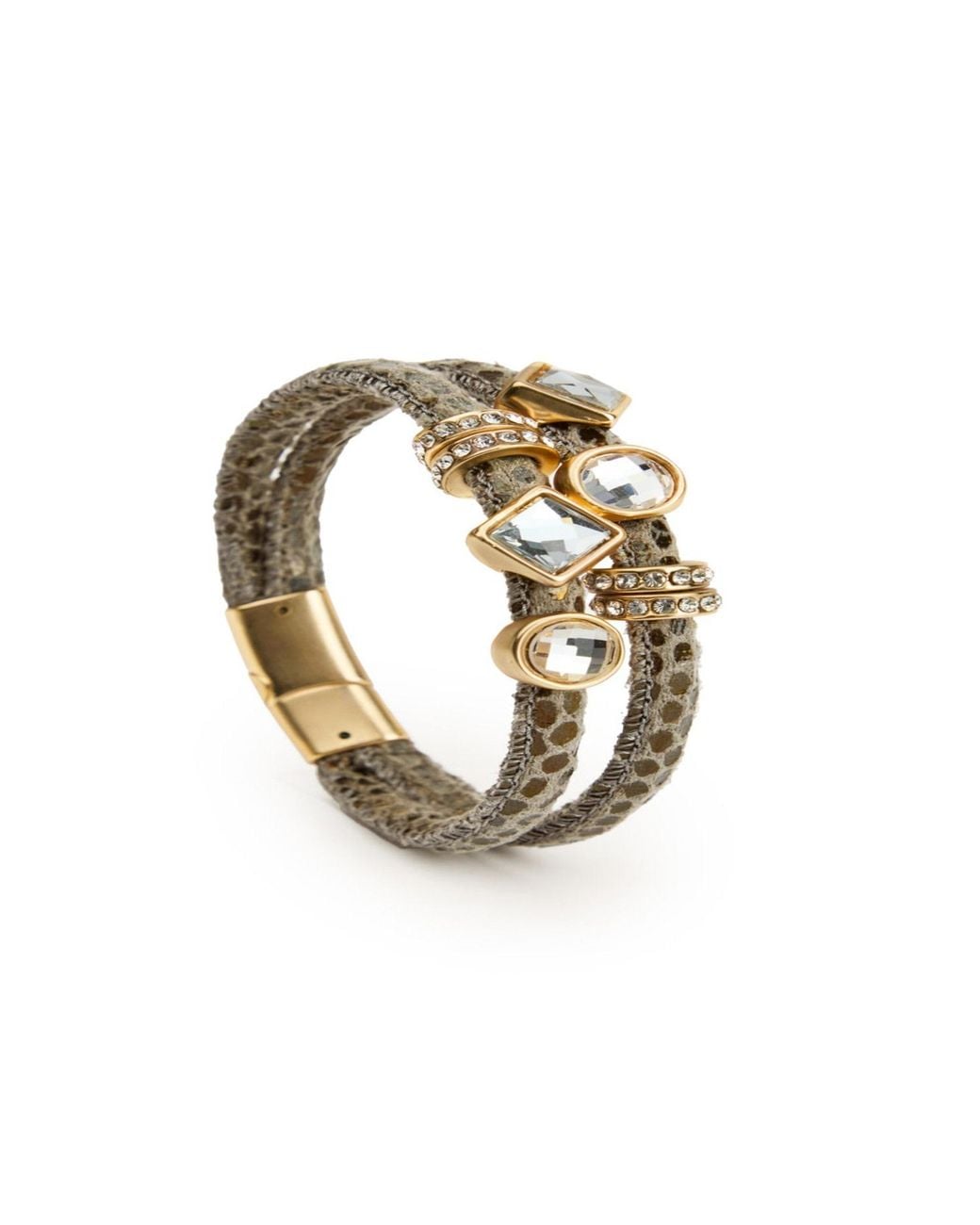 Saachi Metallic Bling Charm Leather Bracelet