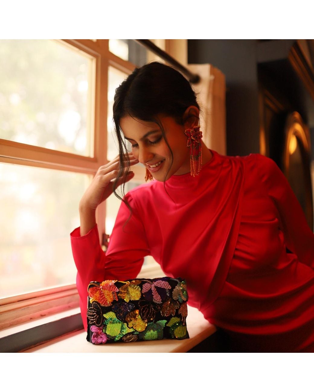 Simitri Black Neon Aurelia Clutch