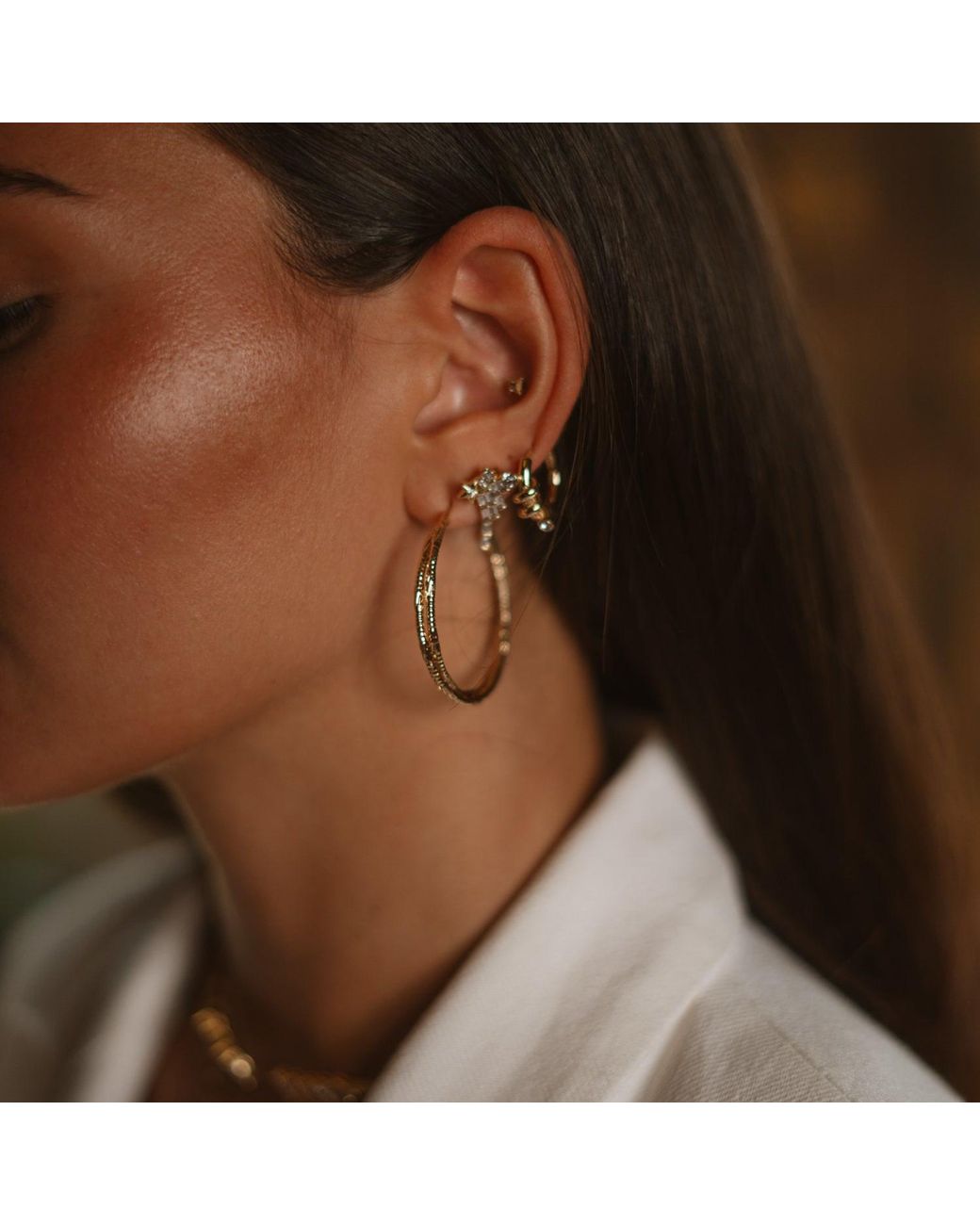 Ebru Jewelry Metallic Eternal Twist Double Strand Hoop Earrings