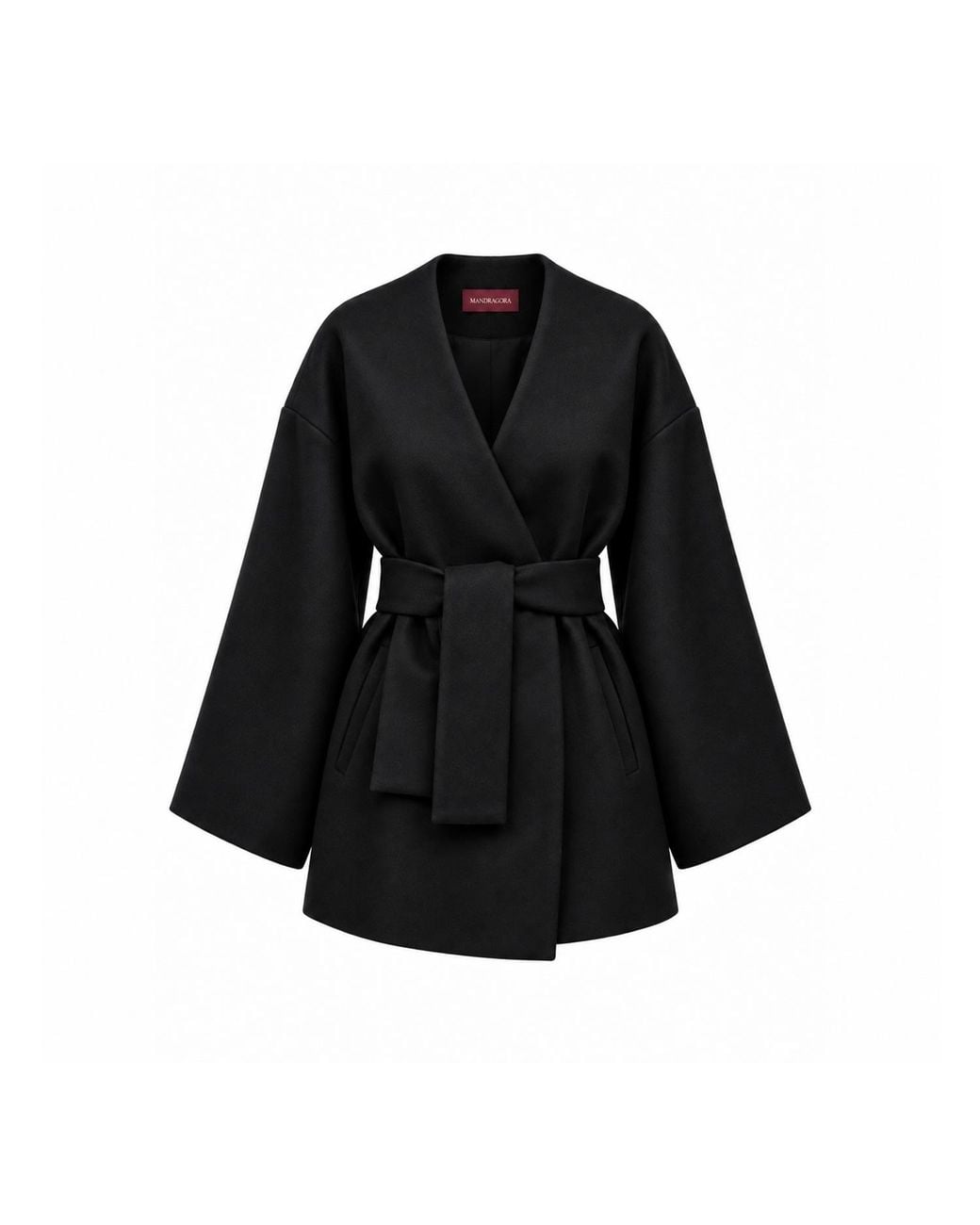 Mandragora Black Oversized Wool Kimono With Belt Arke