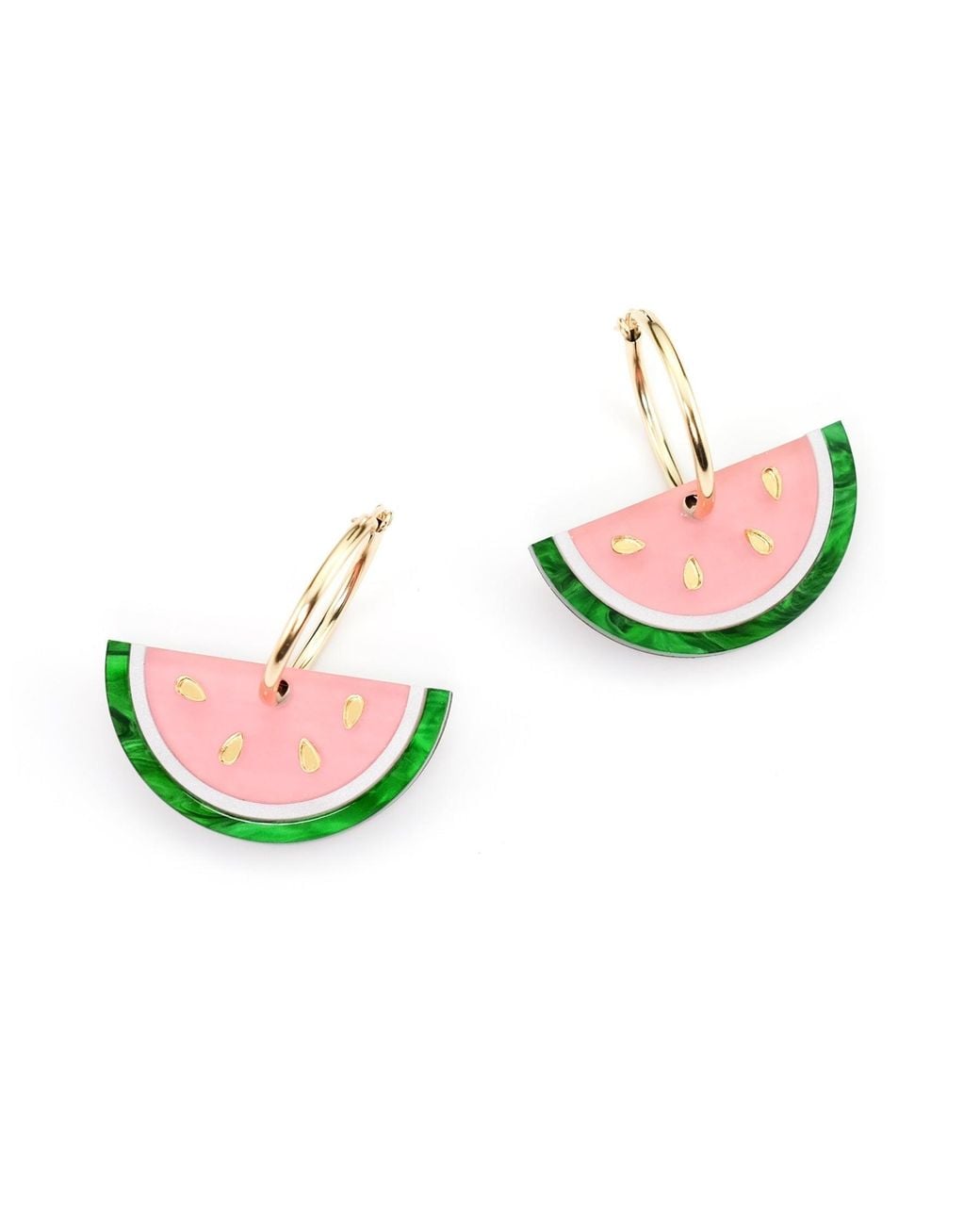 By Chavelli Green Watermelon Slice Hoop Earrings