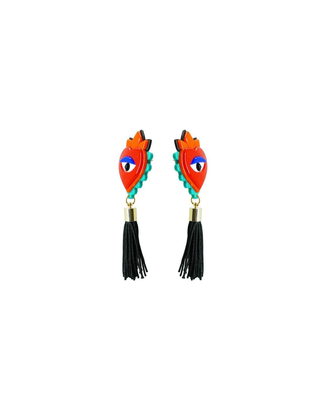 Gissa Bicalho Red Handmade Acrylic Earring Flame Heart