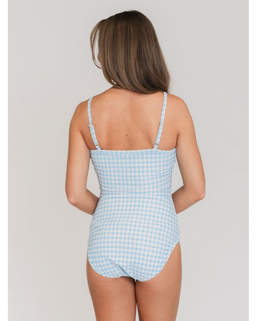 Lime Ricki Swimwear Blue Sky Gingham Tank One-Piece