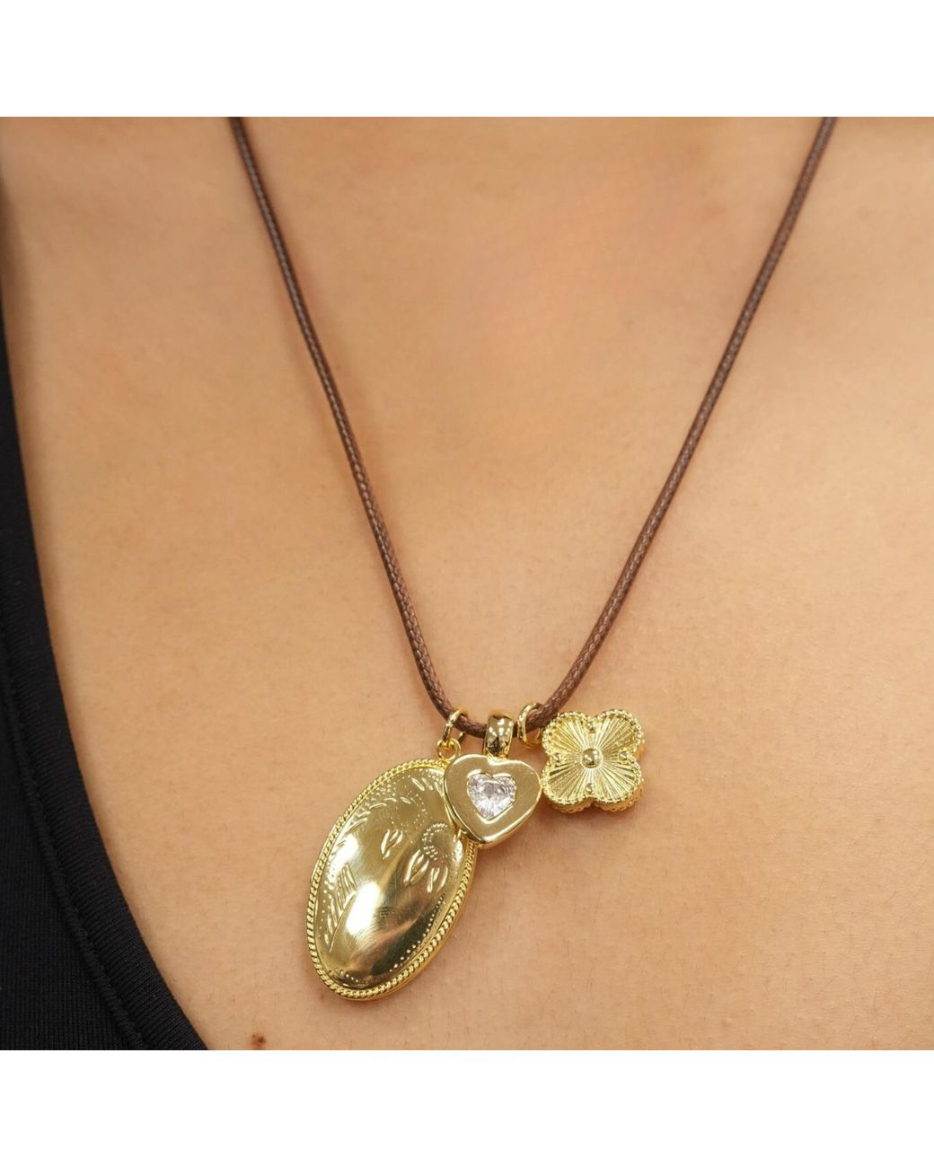 Argento Vivo Metallic Charm Cord Locket Necklace