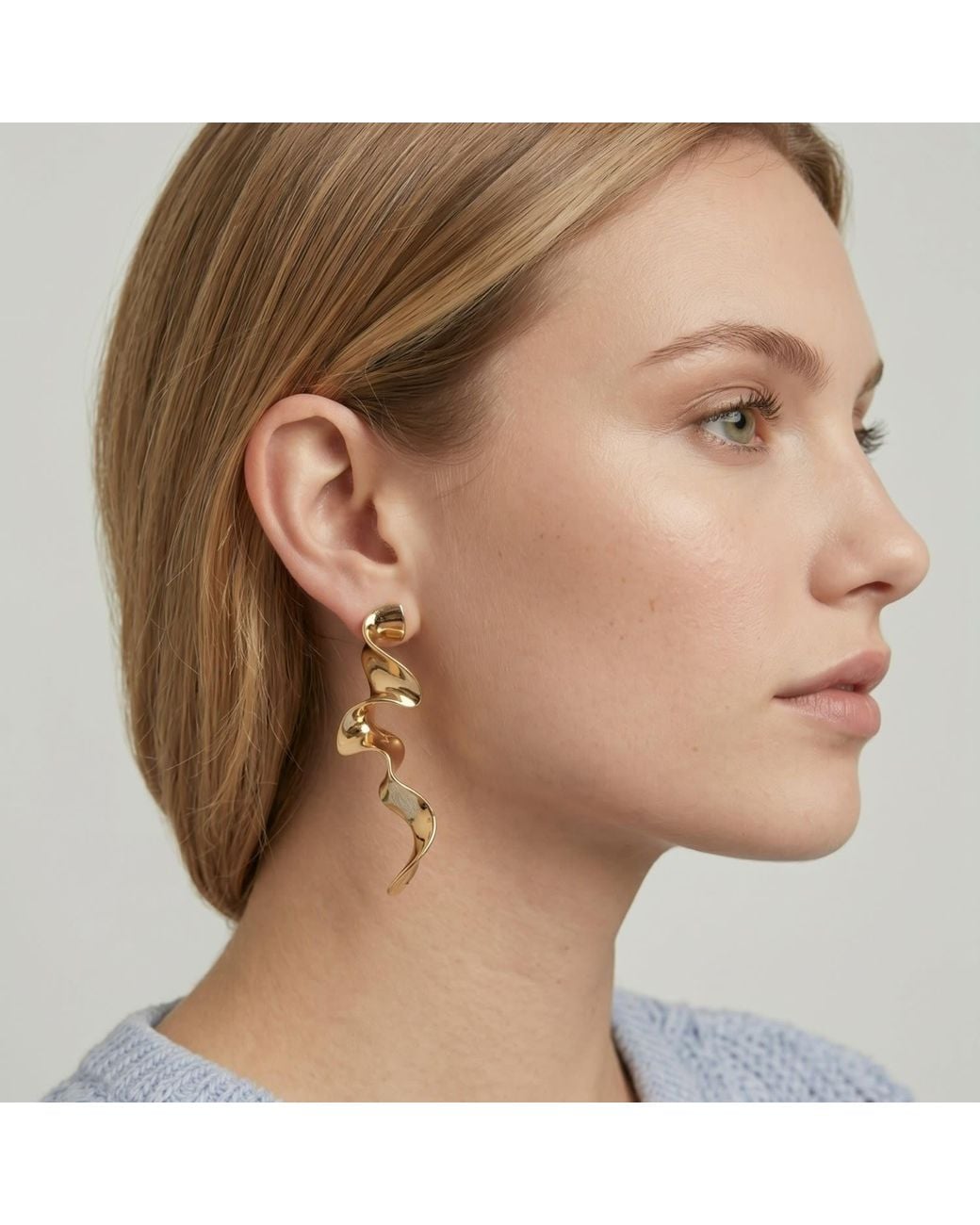 Uchi and Soto Metallic Nami Long Wave Earrings