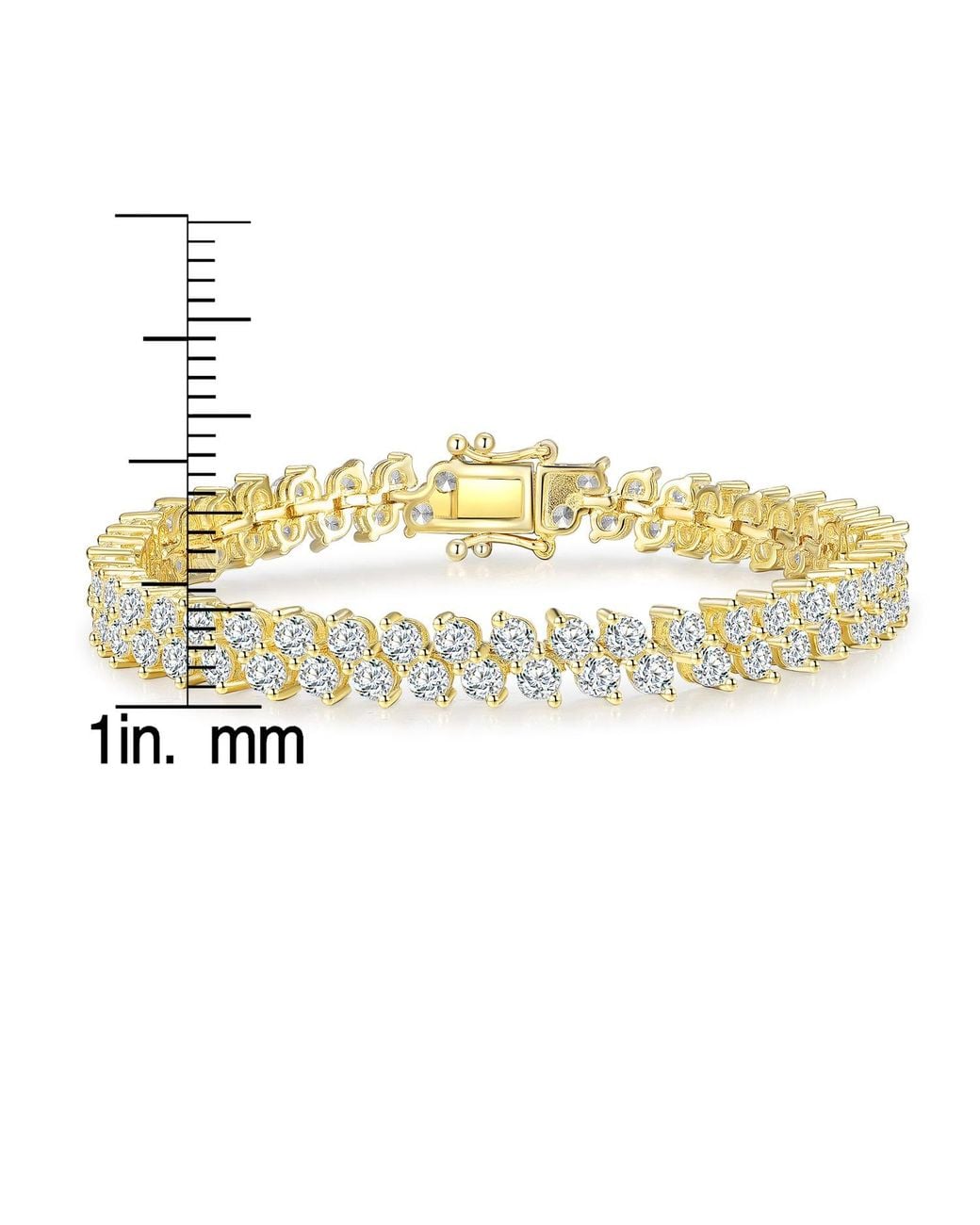 Genevive Jewelry Metallic Sterling Plated With Cubic Zirconia Icicle Cluster Double Row Tennis Bracelet