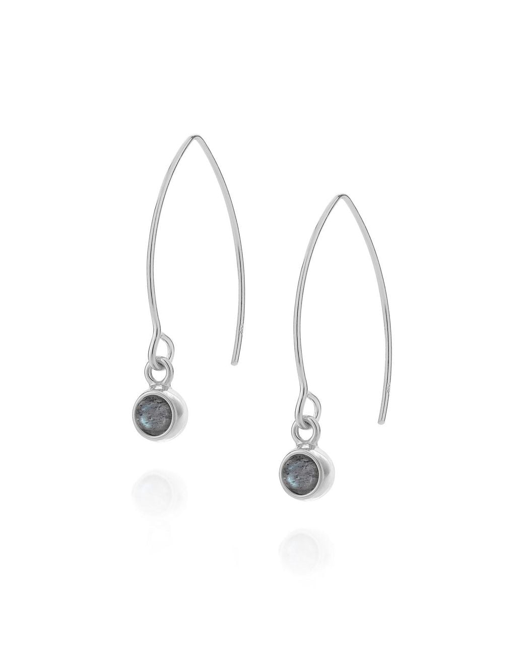Nellou Jewellery Metallic Labradorite Gem Dot Arc Earrings