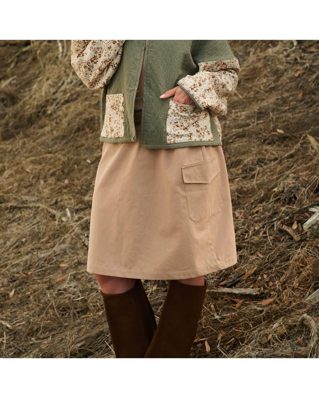 Italia A Collection Natural Neutrals The Khaki Cargo Skirt