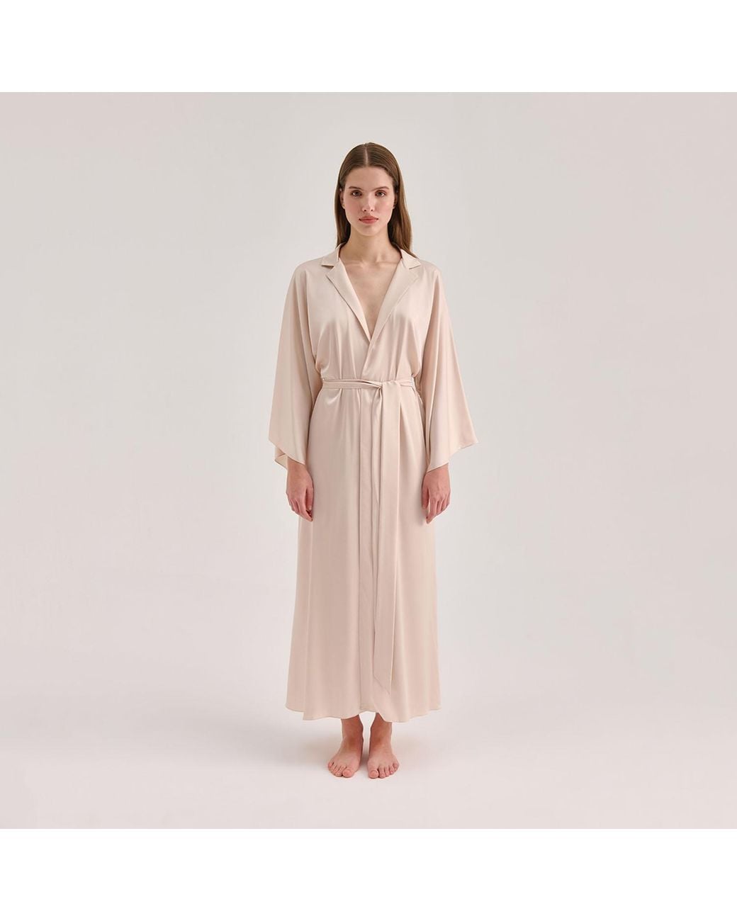 Avenue 8 Natural Silk Maxi Collar Robe