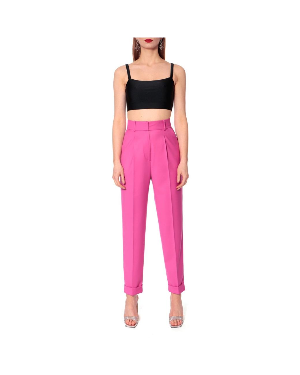 AGGI by HALEWSKI Pink Kelly Very Berry Tailored Trousers With Cuffs