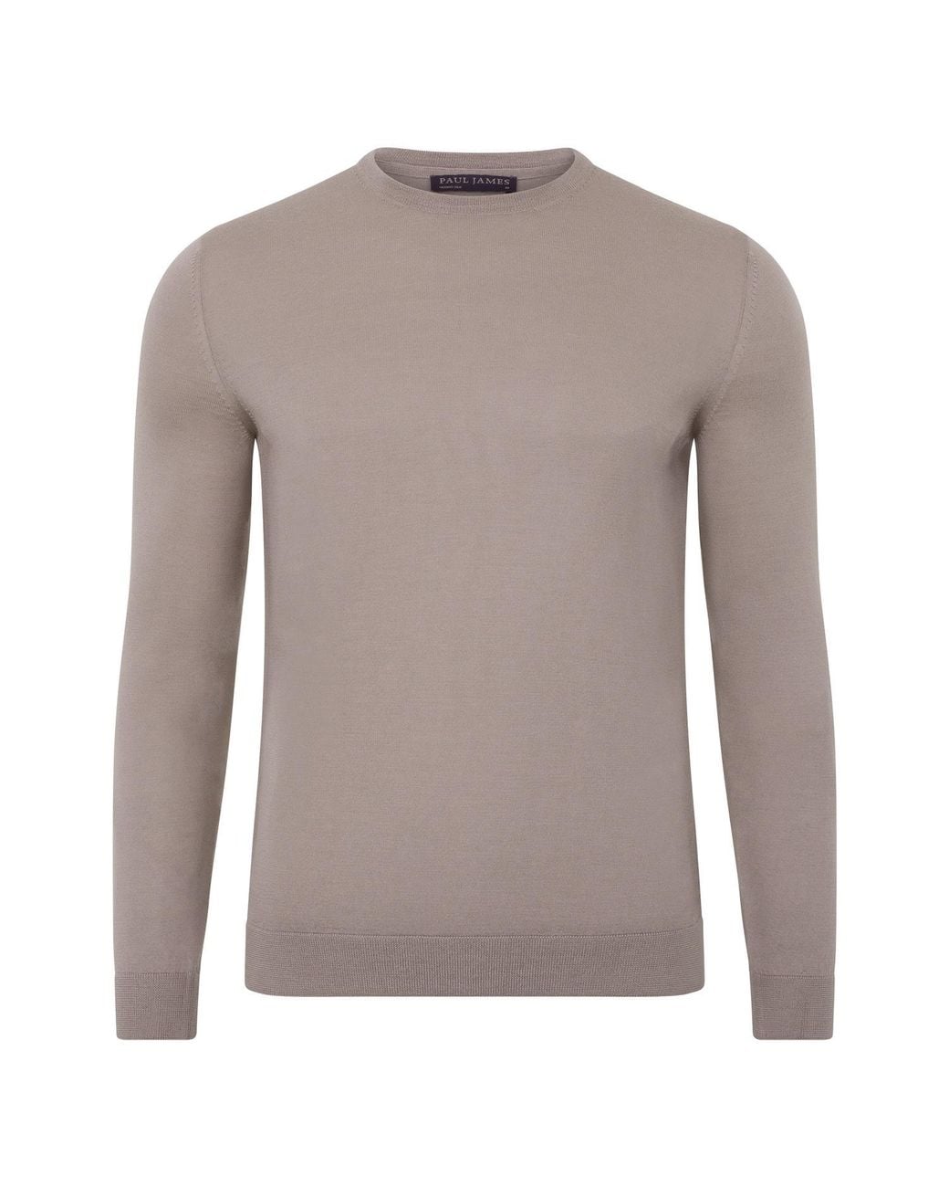 Paul James Knitwear Gray Superfine Matteo Merino Silk Crew Neck Jumper for men
