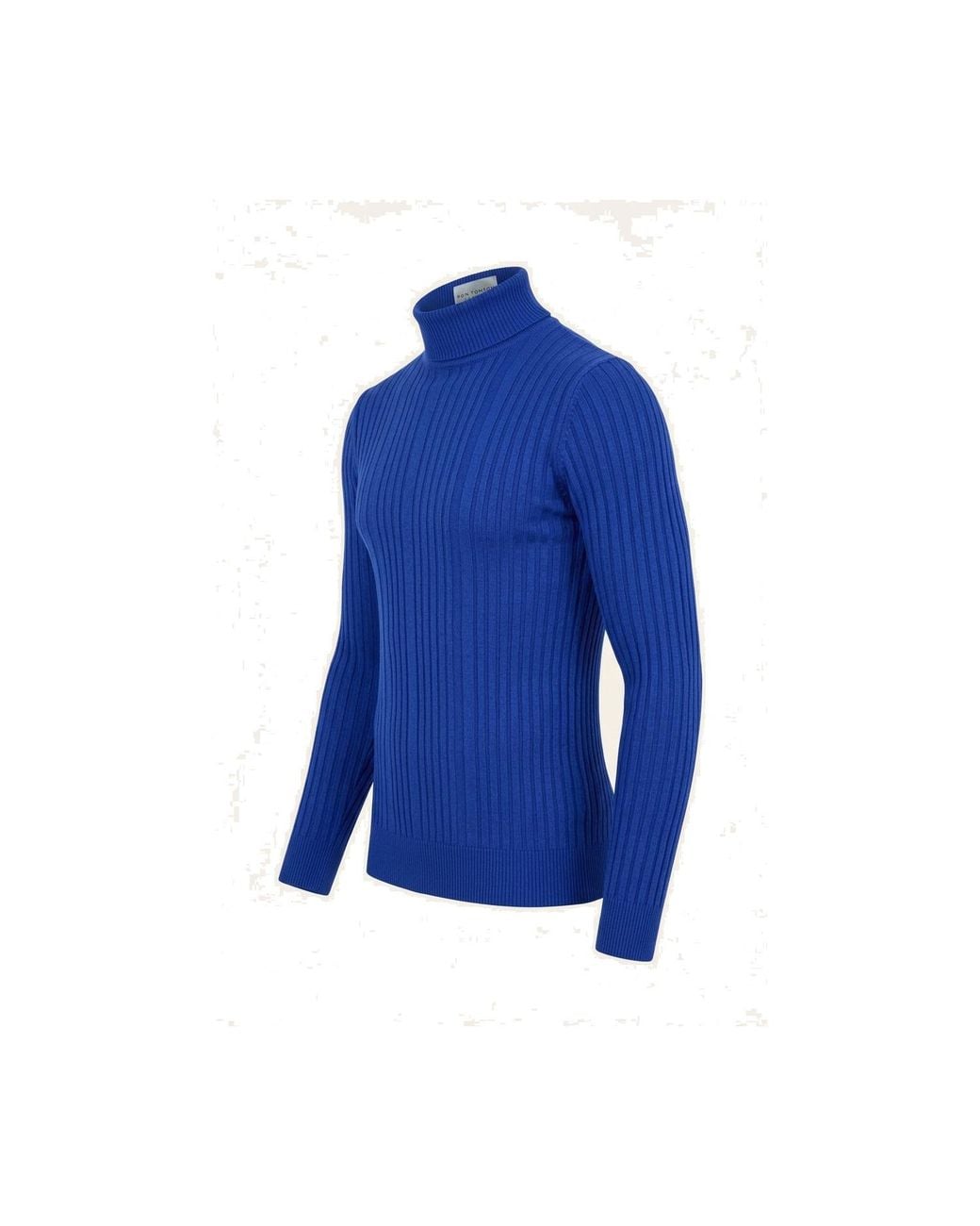 Ron Tomson Blue Roll Neck Ribbed Sweater for men