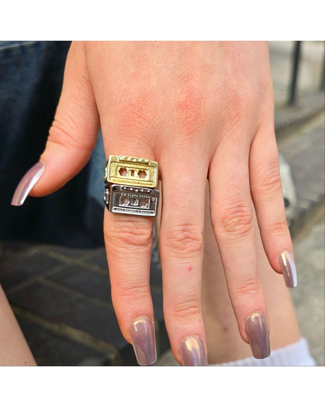 Hoops + Chains LDN Metallic Cassette Tape Ring