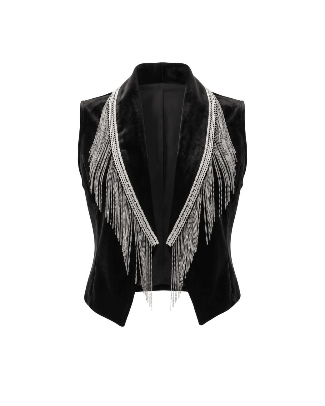 Saniya Khan Black Celine Fringe Vest