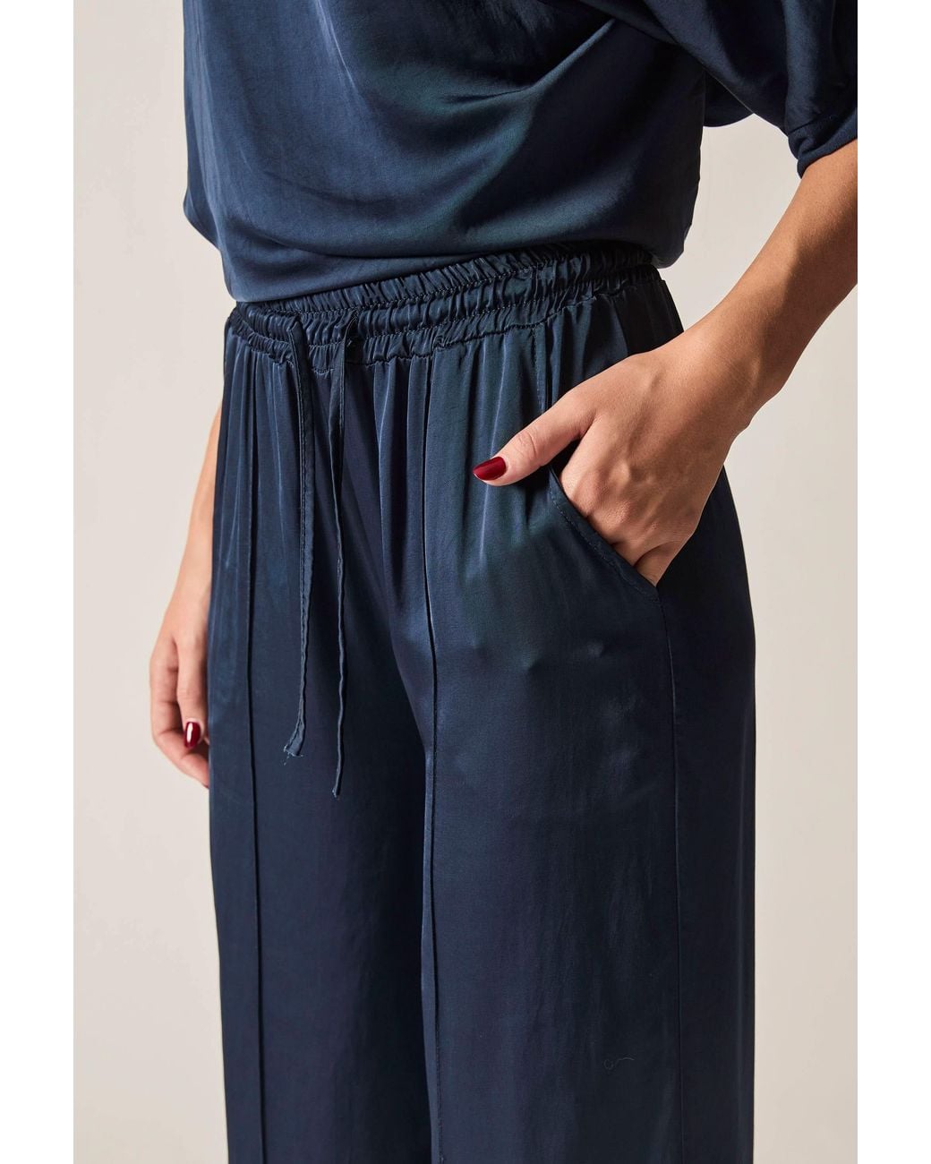 James Lakeland Blue Wide-Leg Drawstring Trousers