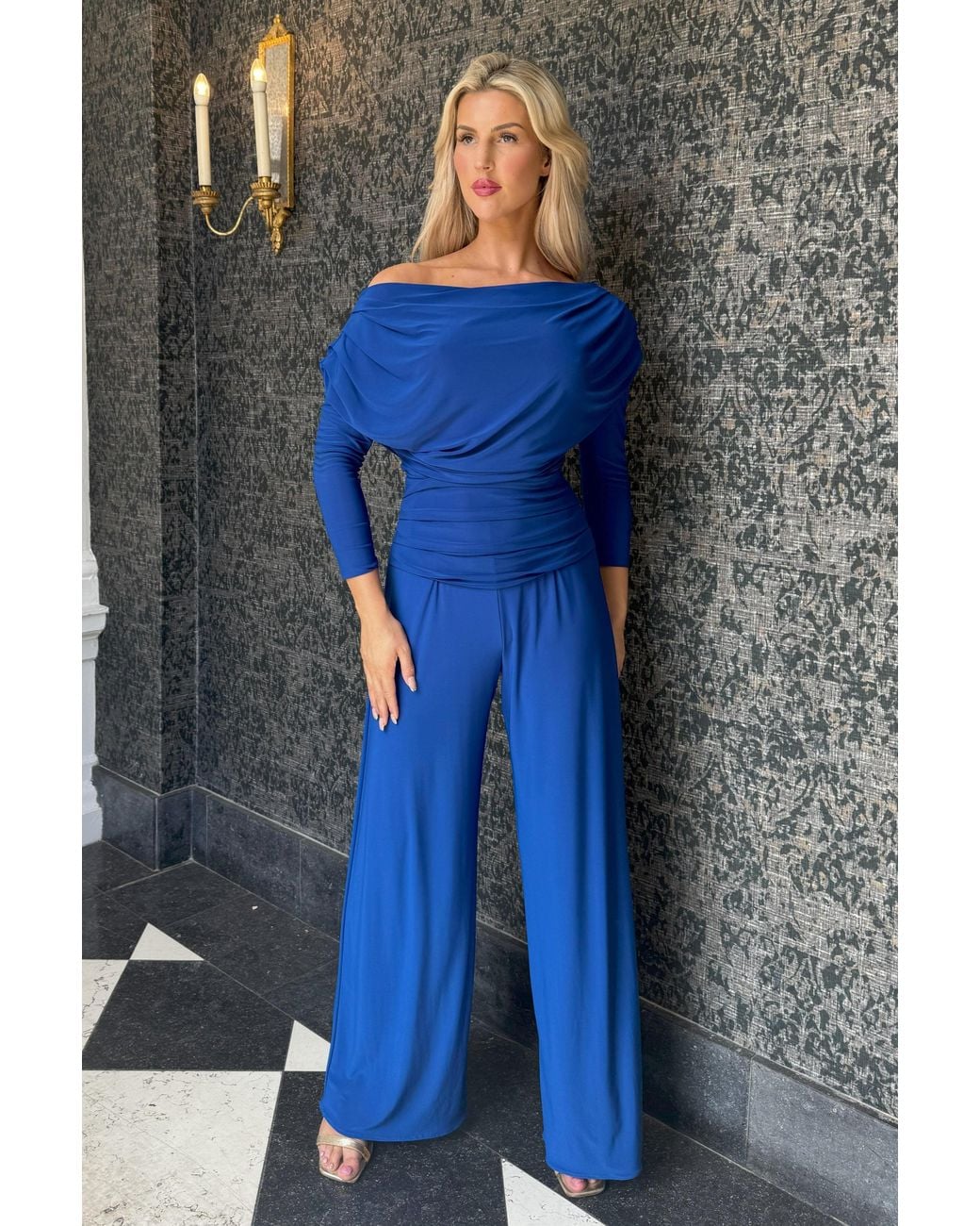 Atom Label Blue Carbon Jumpsuit With Sleeve