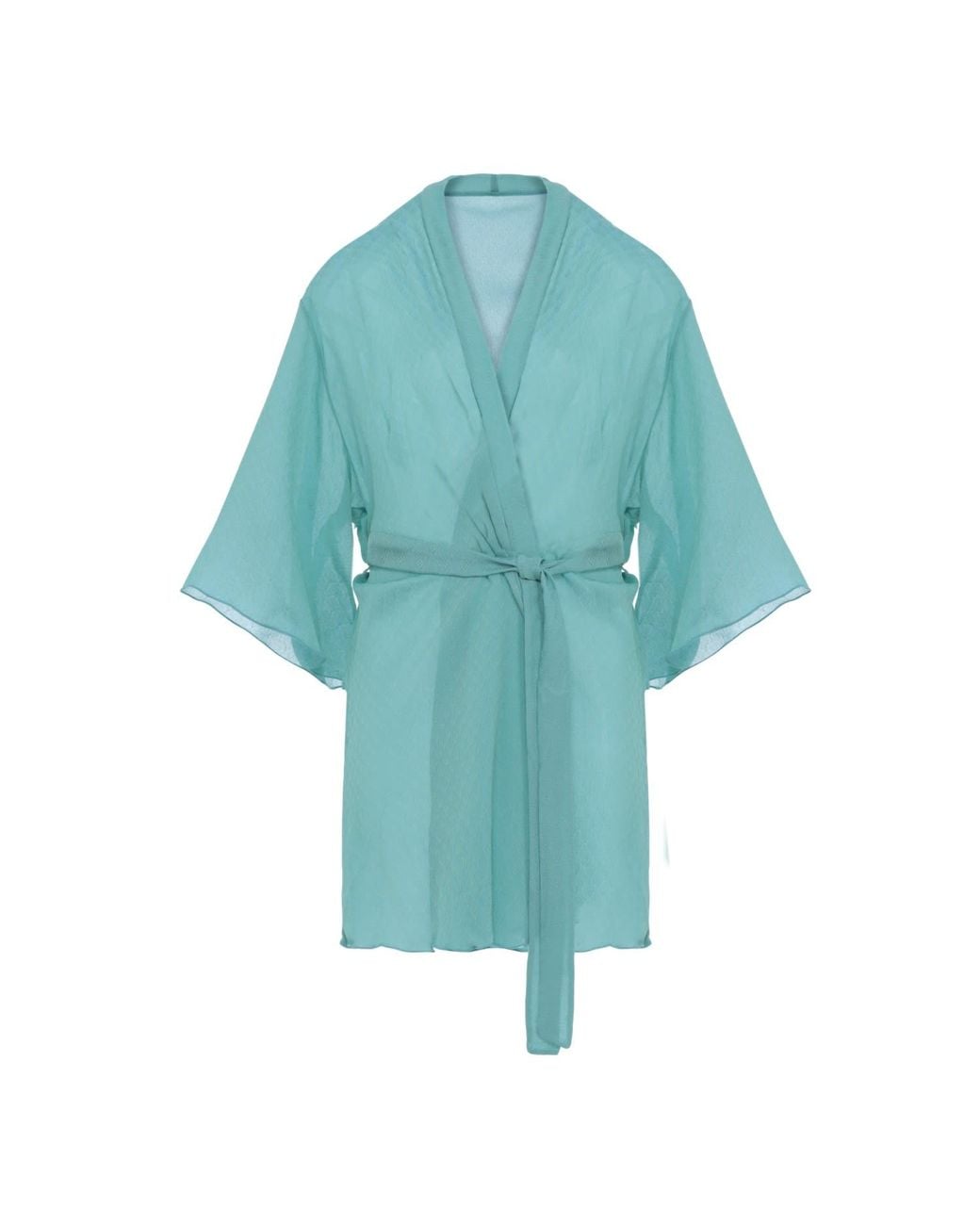 SAETA Paris Blue Silk Kimono Robe