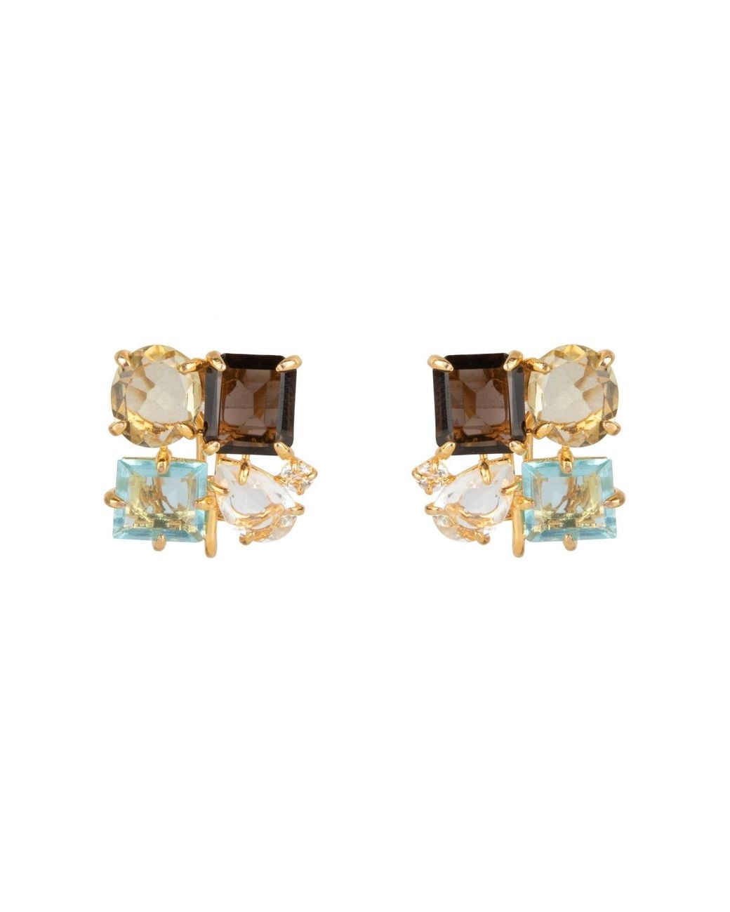 Bounkit Metallic Cora Studs Smoky Quartz Clip On