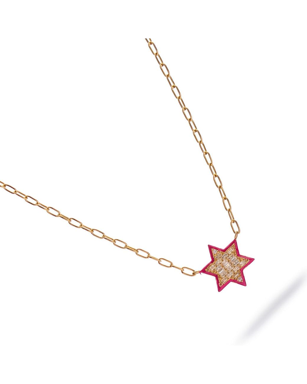 Ebru Jewelry Metallic Divine Star Of David Enamel Necklace