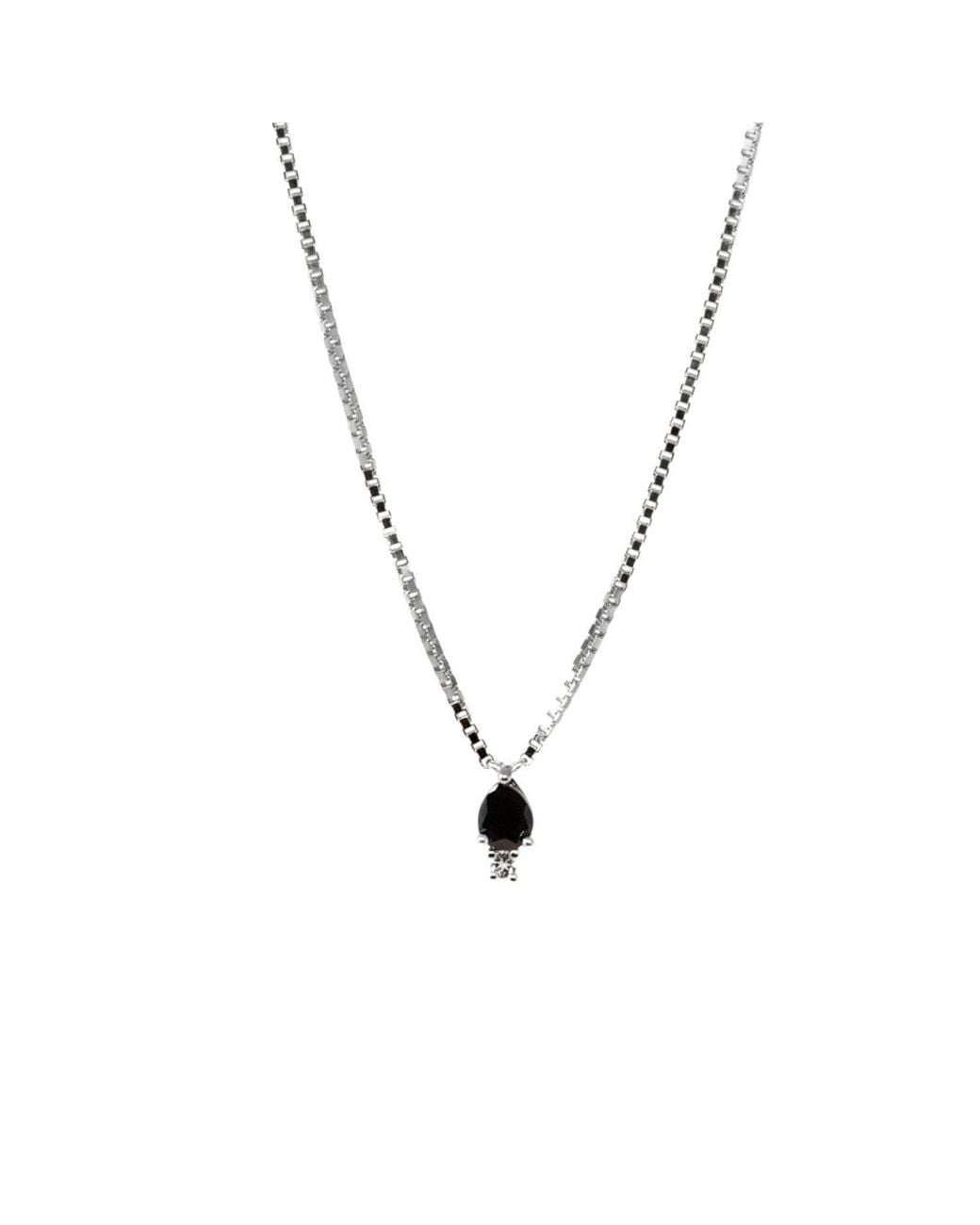 NASI SILVER Metallic Pear Atarah Necklace- Onyx & Topaz