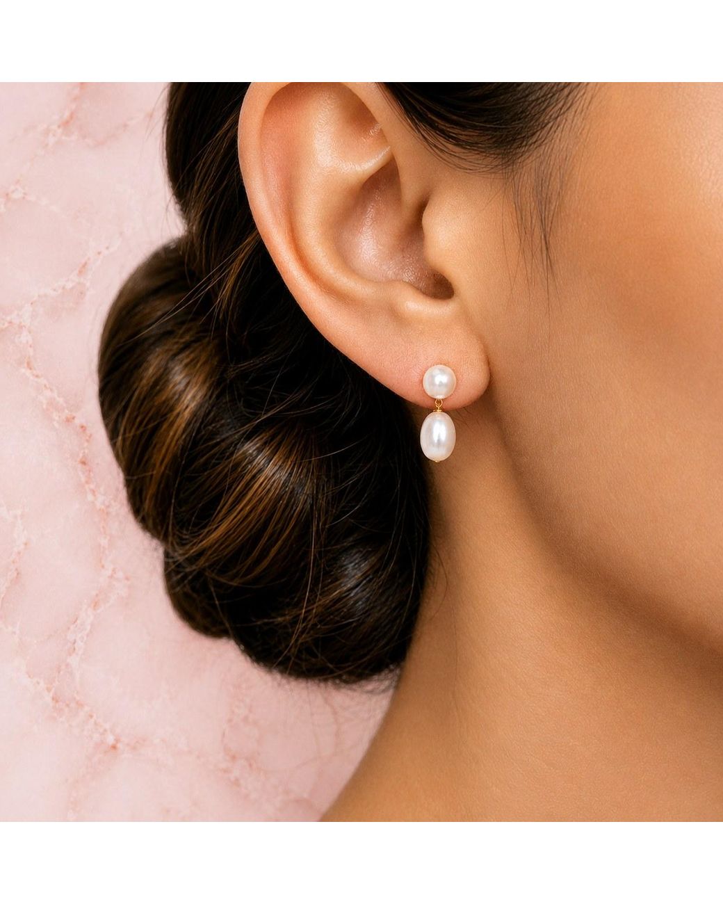 Persia Dona Jewelry Metallic Sweet Drop Pearl Earrings