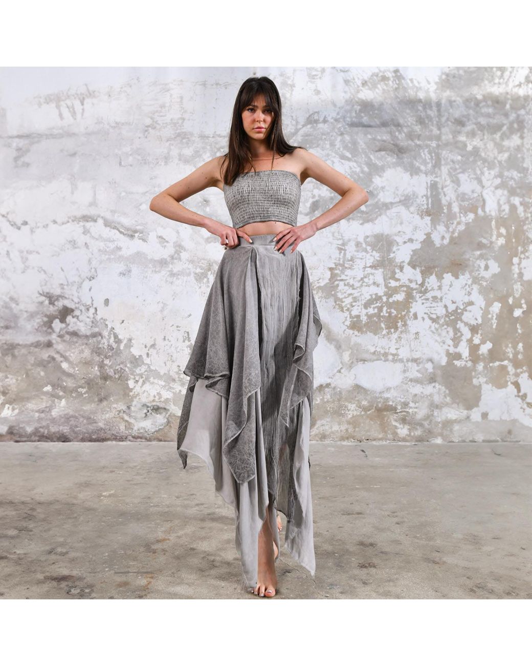 Zhenabia Gray Neutrals Bia Skirt Light