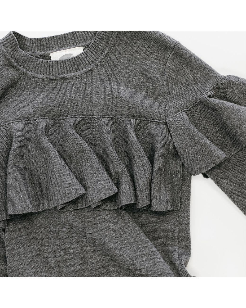 Zenzee Gray Cotton Jersey Ruffle Dress