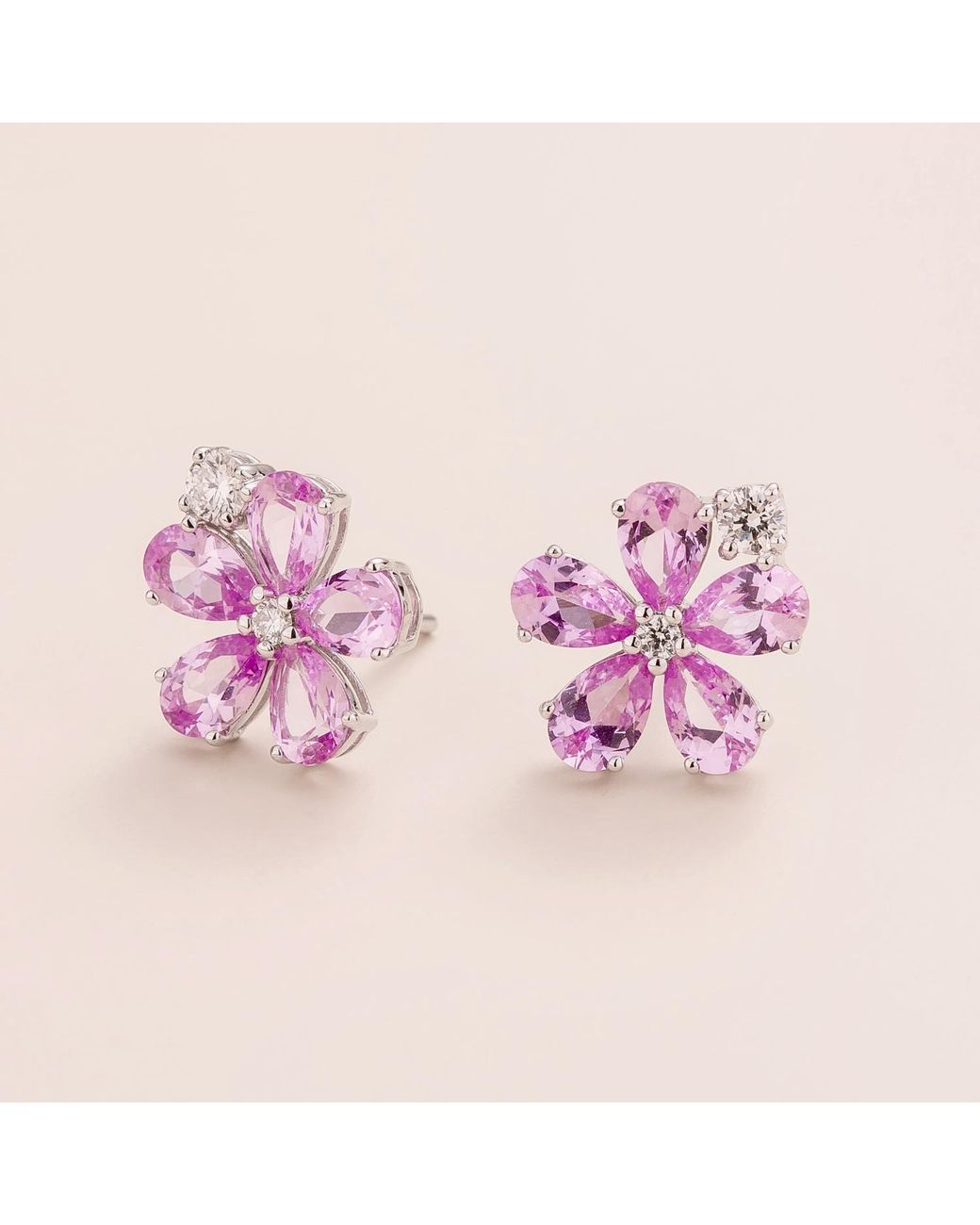 Juvetti Pink Florea Earrings Diamonds & Sapphires