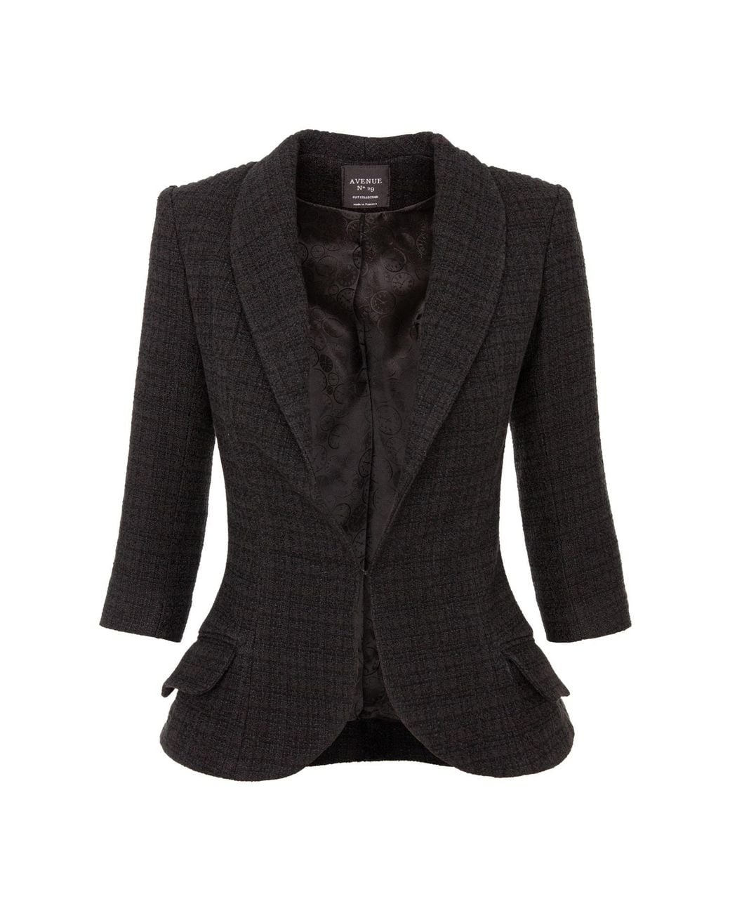 AVENUE No.29 Black Structured Boucle Blazer