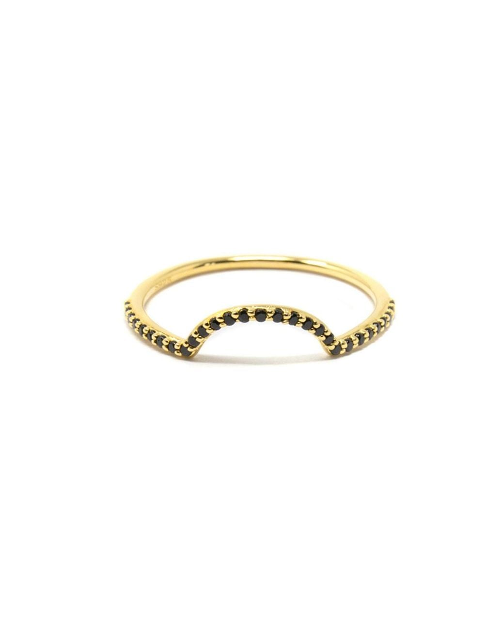 NASI SILVER Metallic Ora Half Eternity Ring- Onyx