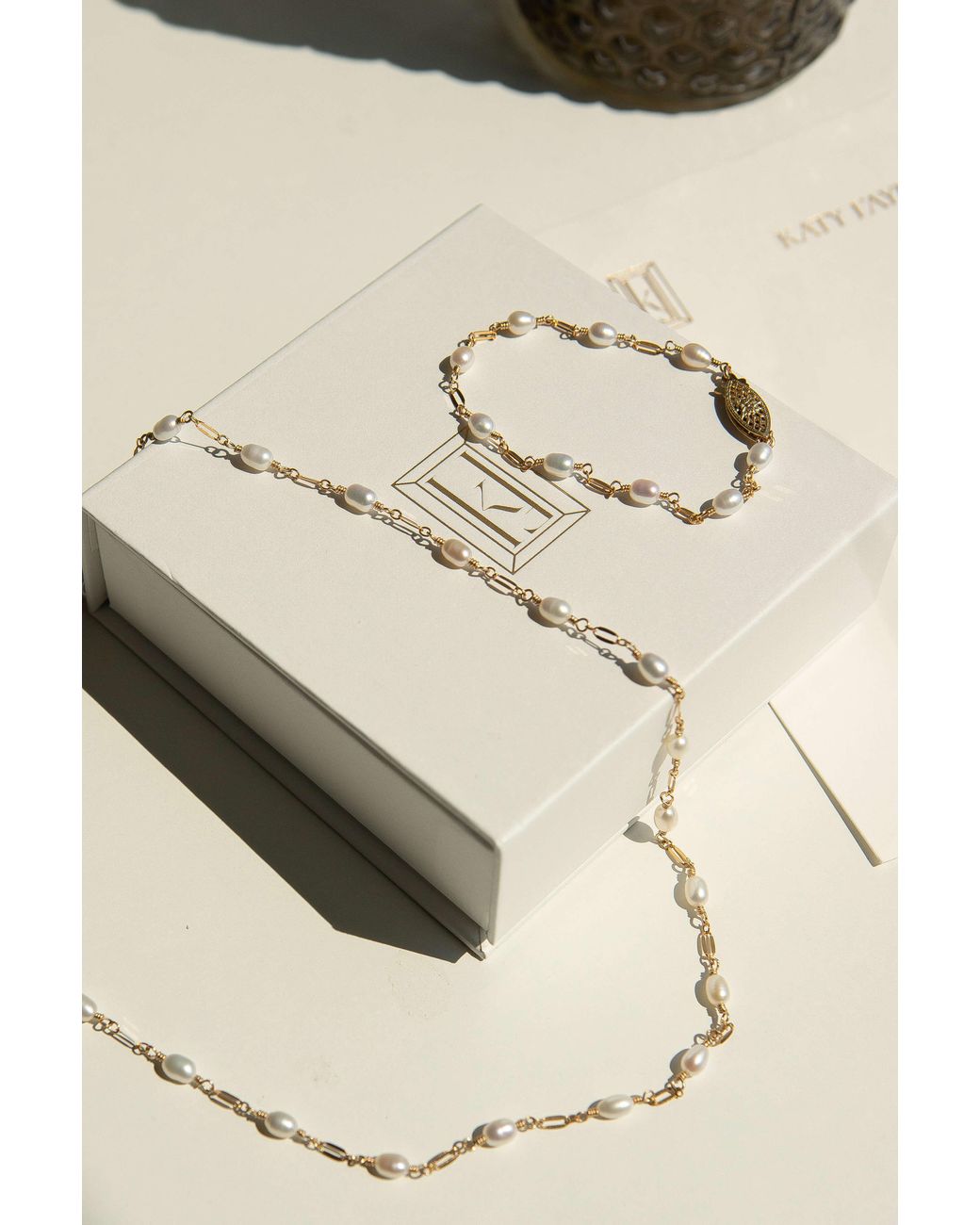 Katy Faye Metallic Michelle Rice Pearl Necklace