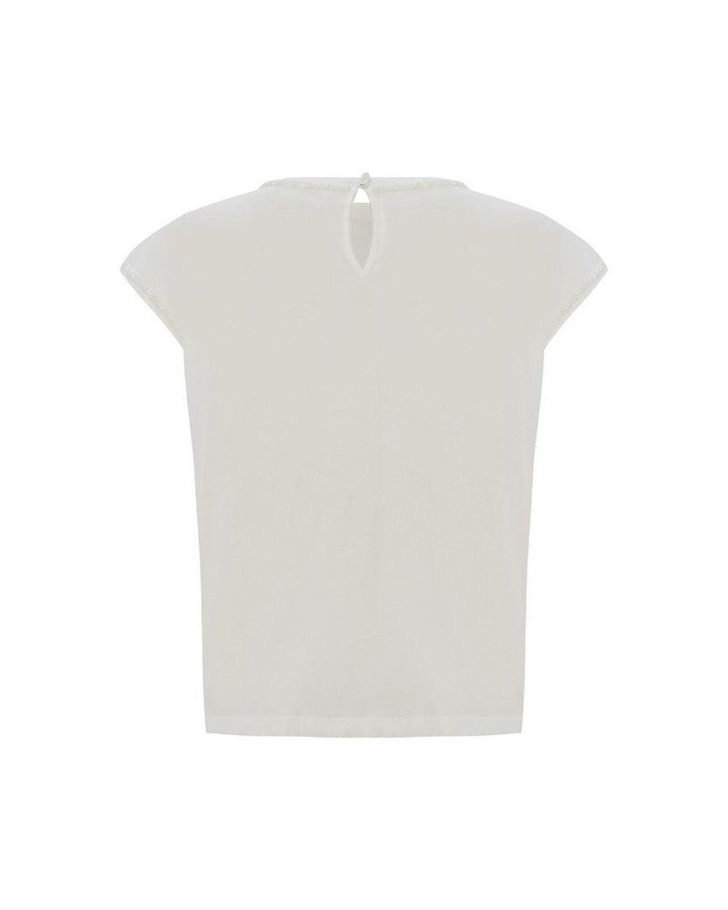 Exquise White Basic Crew Neck T Shirt