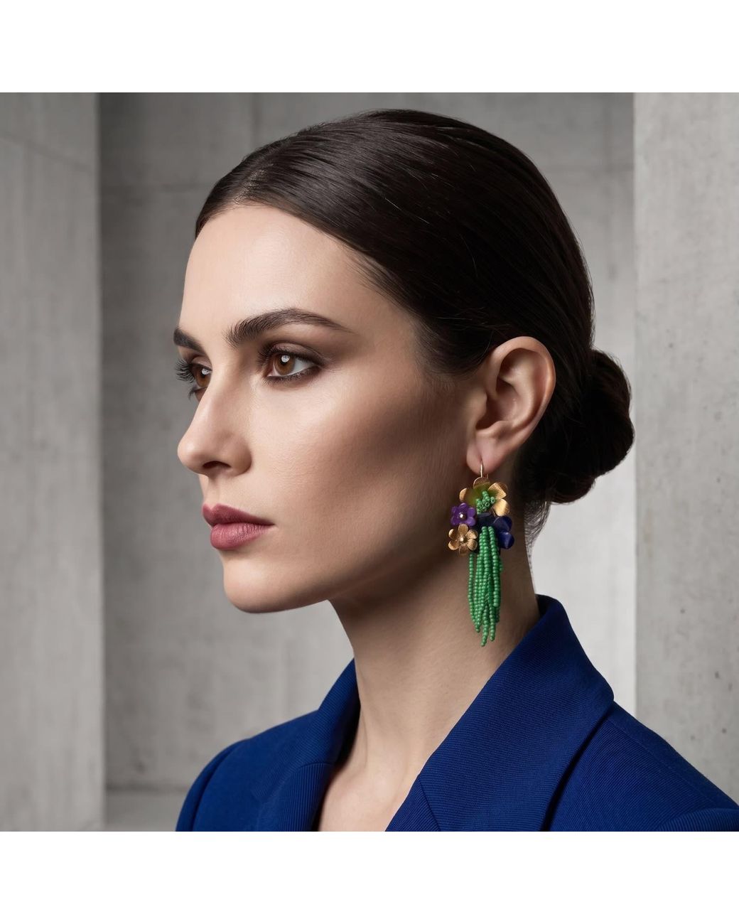 Iliana Arrazola Green Flowers Dangle Earrings, And, Glass Beads, Beaded Jewelry