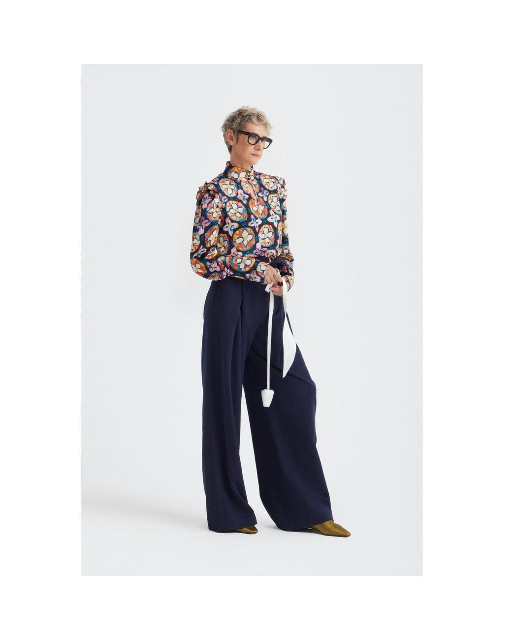 Julia Allert Blue Fashion Forward Wide-Leg Pants & Contrast Belt