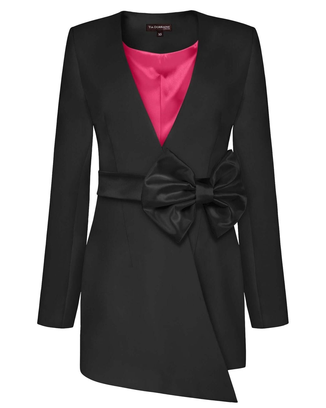 Tia Dorraine Black Pearl Blazer With Detachable Bow Belt