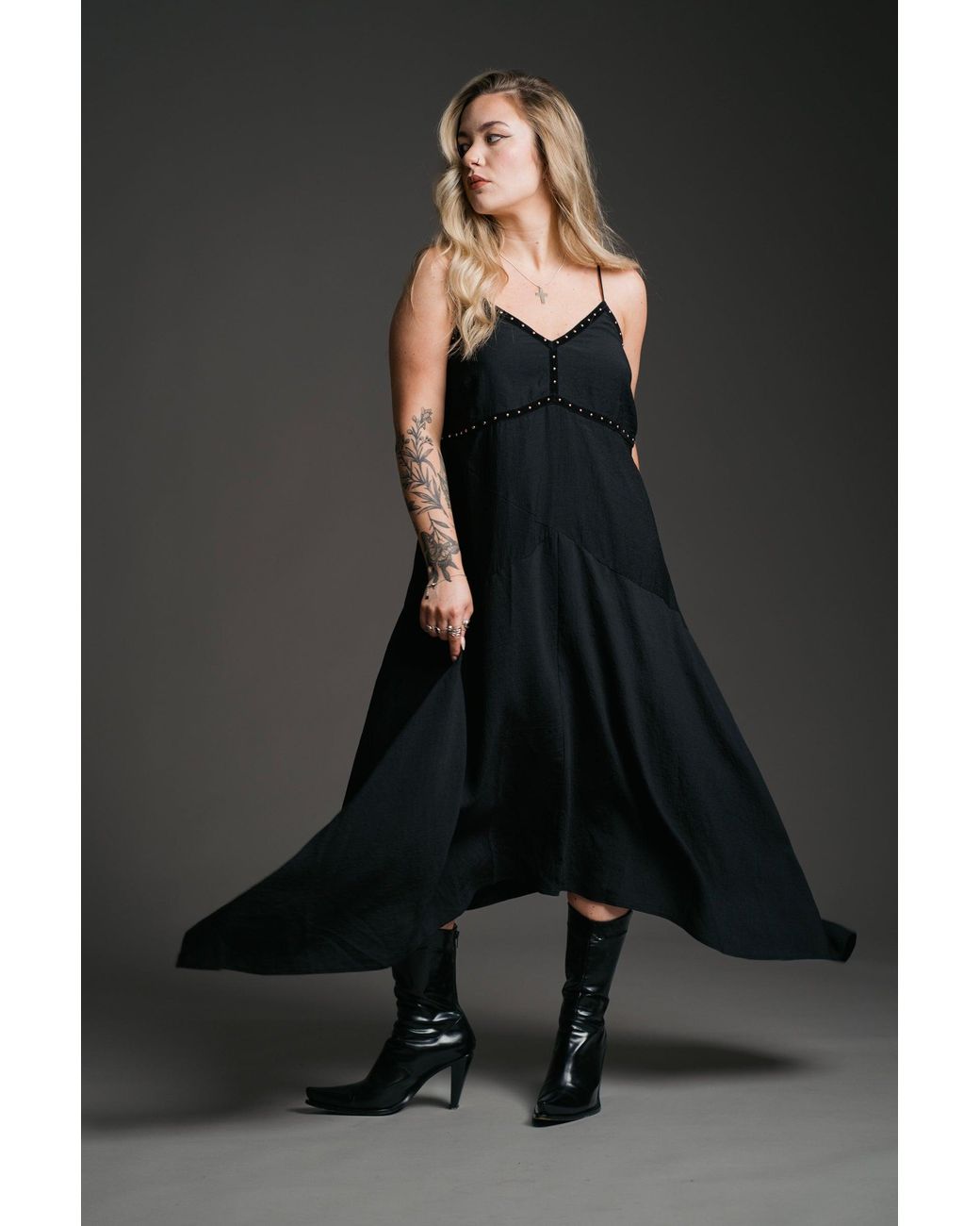 Little Lies Black Landslide Studded Slip Dress
