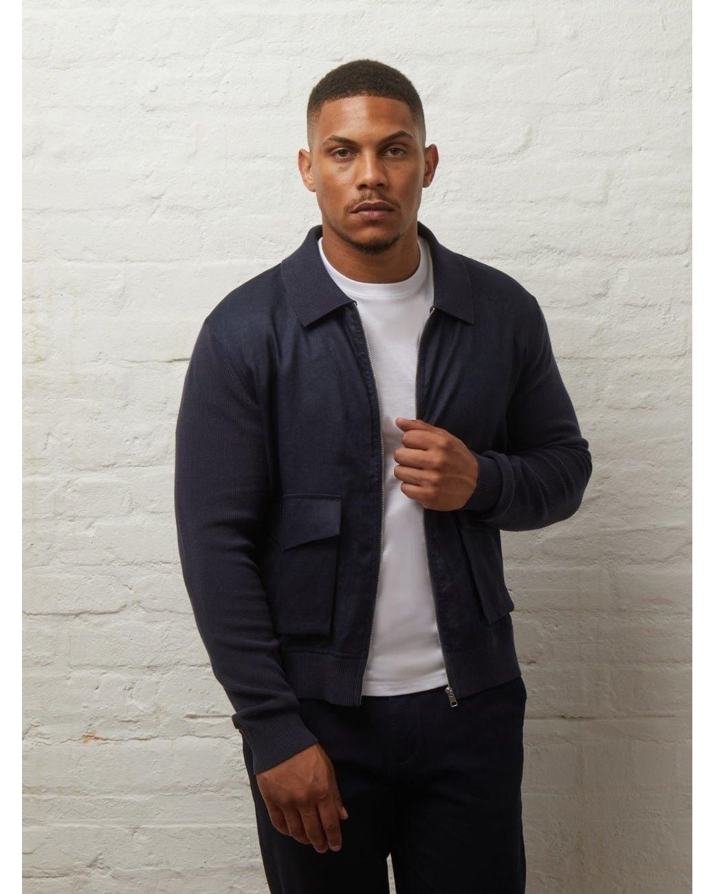 Guards London Blue Carter Linen & Knitted Casual Jacket for men
