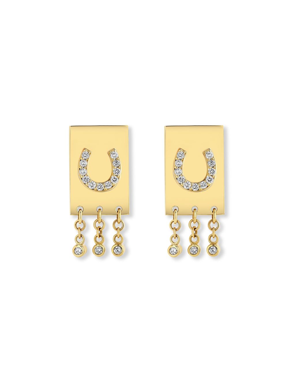 Jewelbird Metallic Diamond Horseshoe Earrings