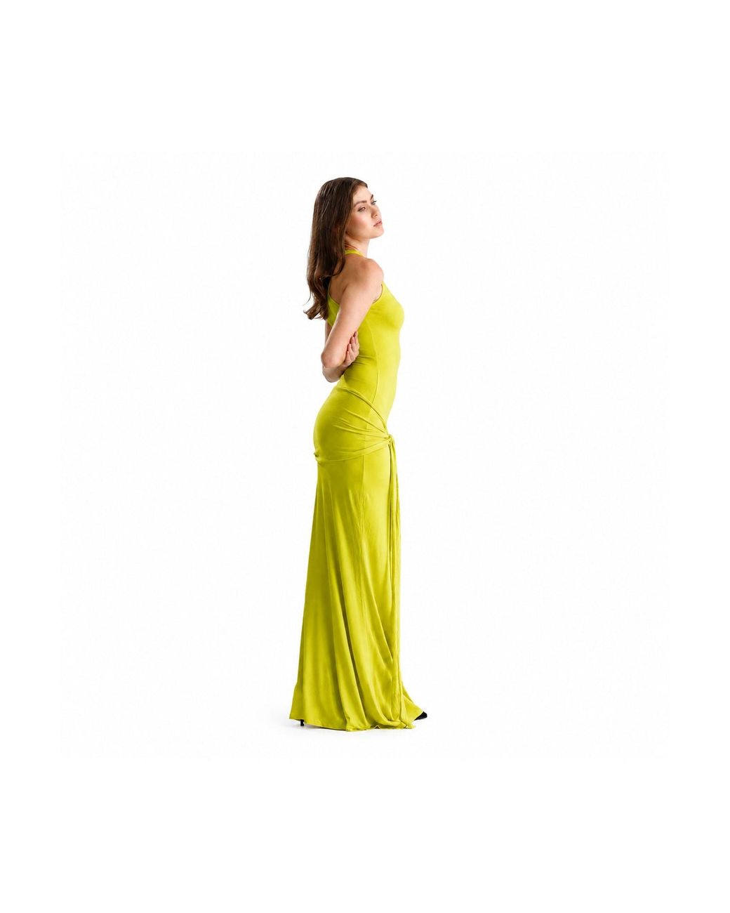 Maison De Gala Yellow Serena Lime Maxi Dress