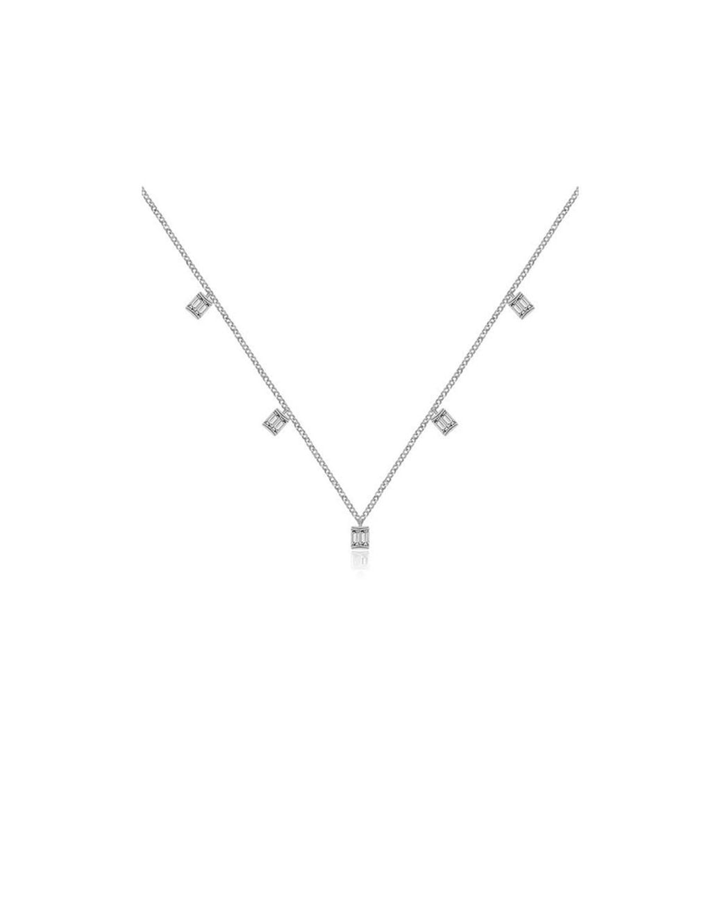 Genevieve Collection Metallic 18K Square Shape Diamond Necklace Choker