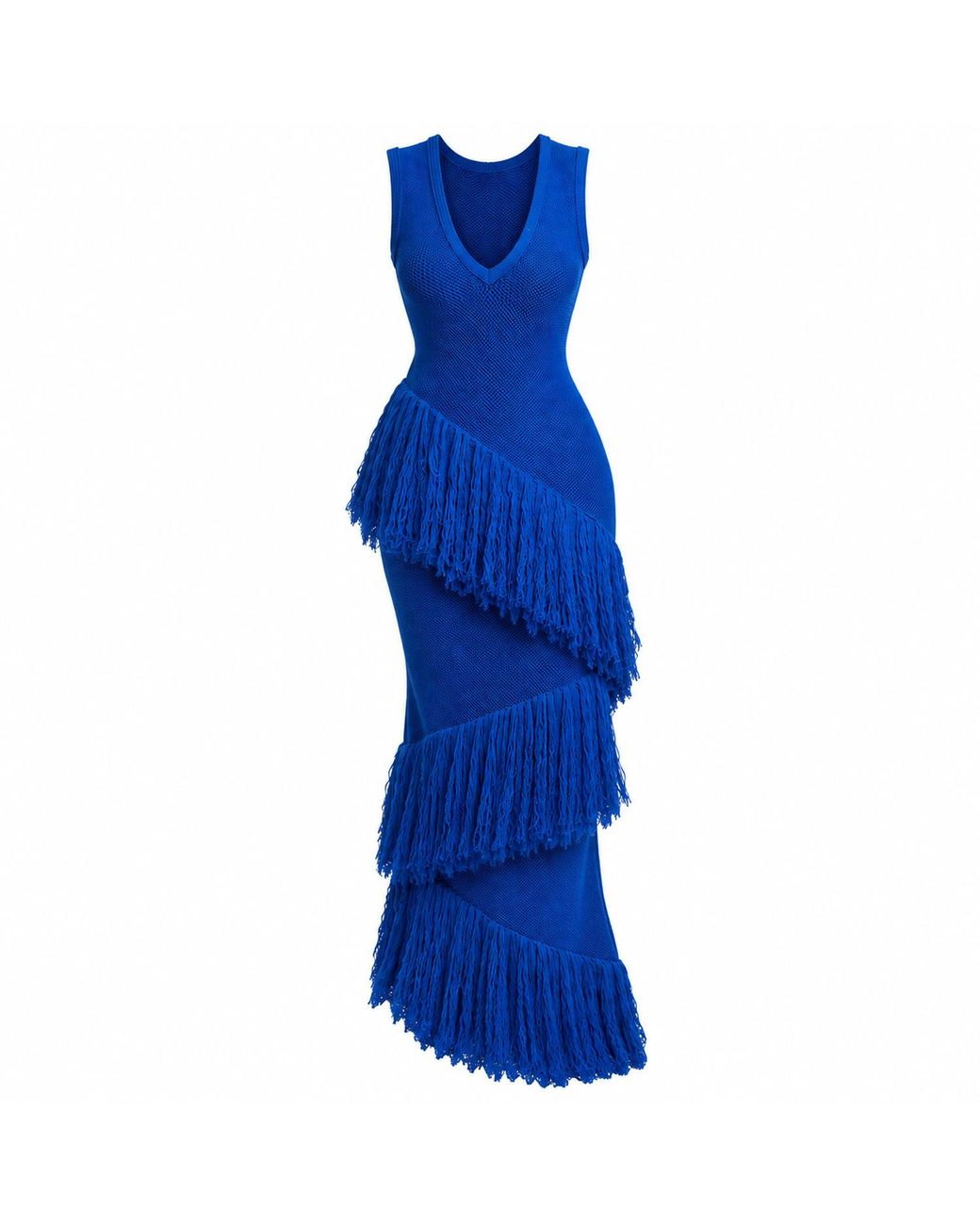 Ofuure Blue Uyai Fringe Maxi Dress